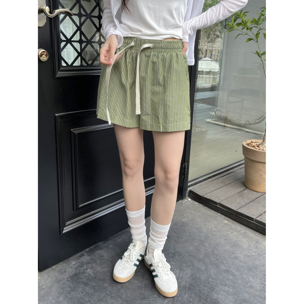 VENUSY｜正韓🇰🇷 - 韓國女裝｜棉質雙色條紋短褲-細節圖9