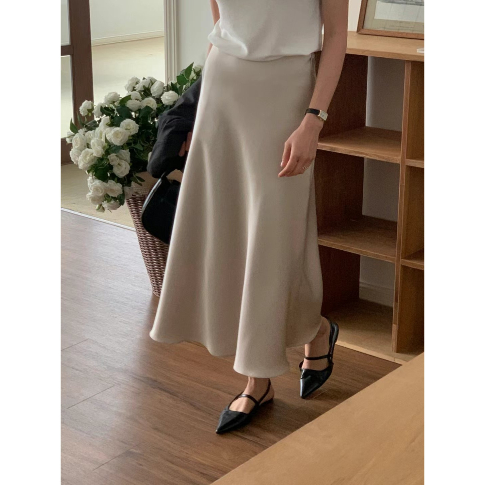 VENUSY｜正韓🇰🇷 - 韓國女裝｜法式A字真絲裙-細節圖2