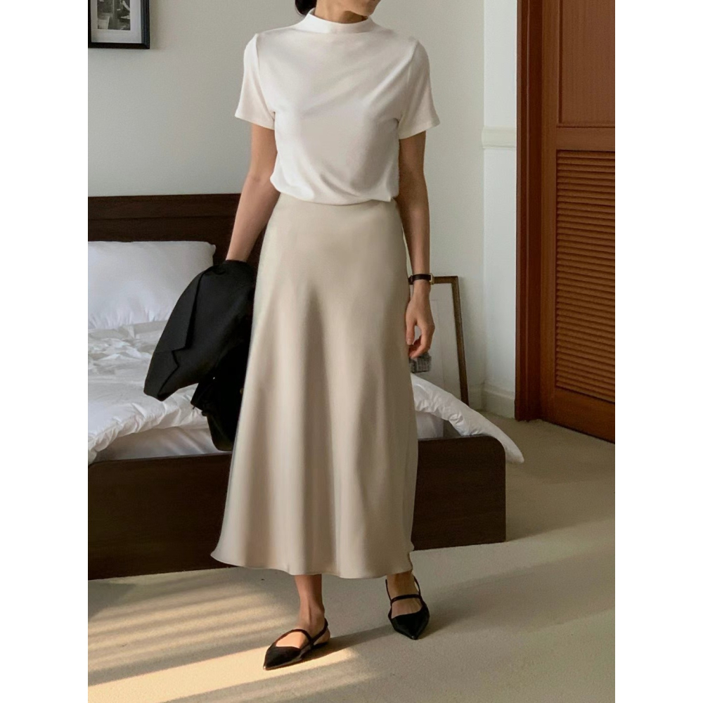 VENUSY｜正韓🇰🇷 - 韓國女裝｜法式A字真絲裙-細節圖4