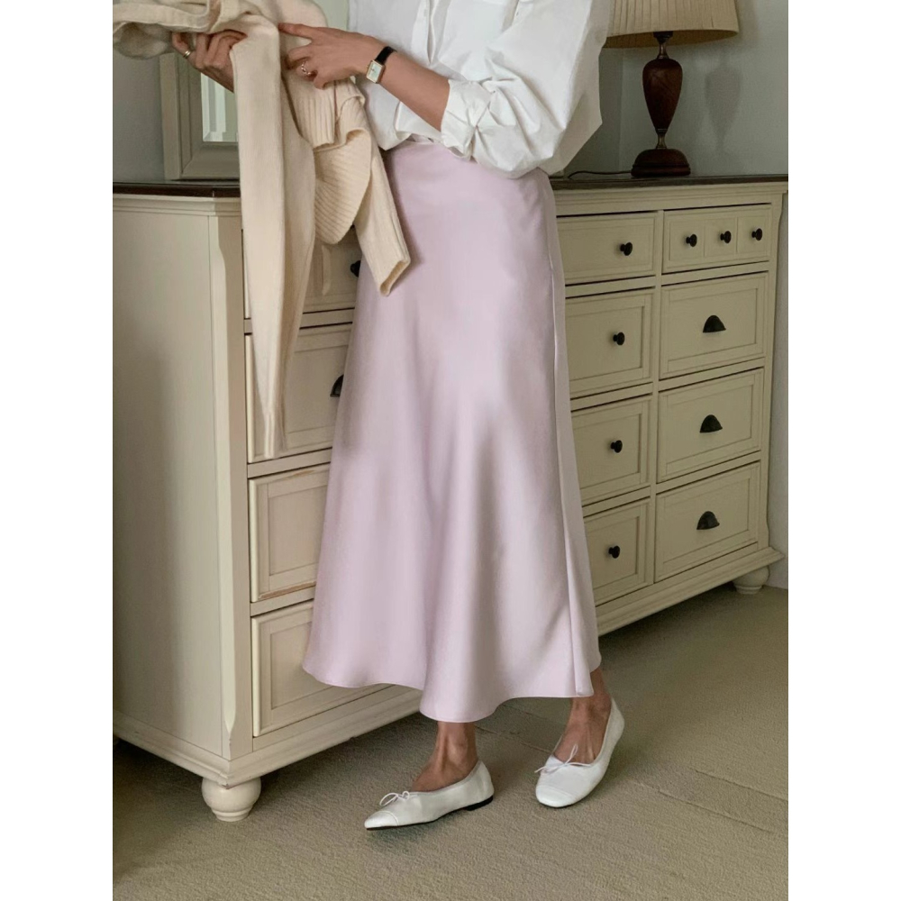 VENUSY｜正韓🇰🇷 - 韓國女裝｜法式A字真絲裙-細節圖7