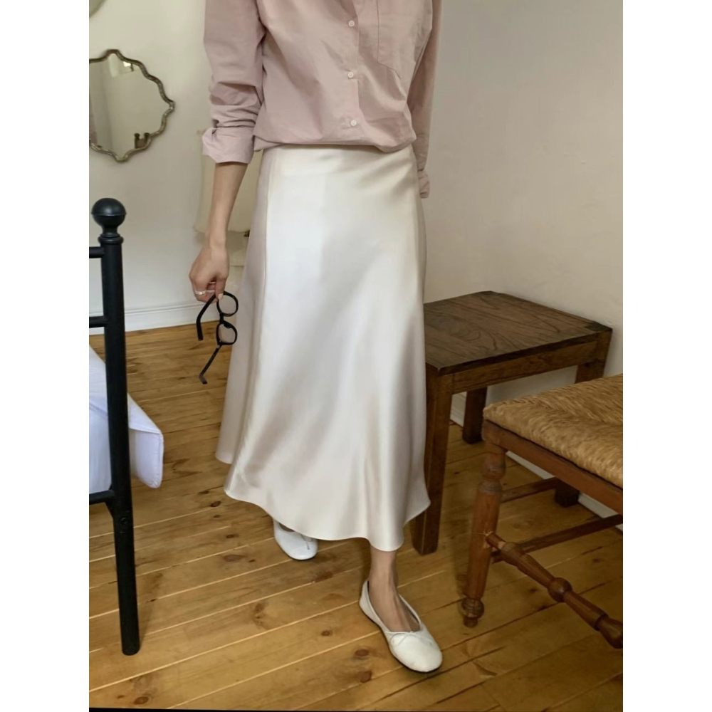 VENUSY｜正韓🇰🇷 - 韓國女裝｜法式A字真絲裙-細節圖8