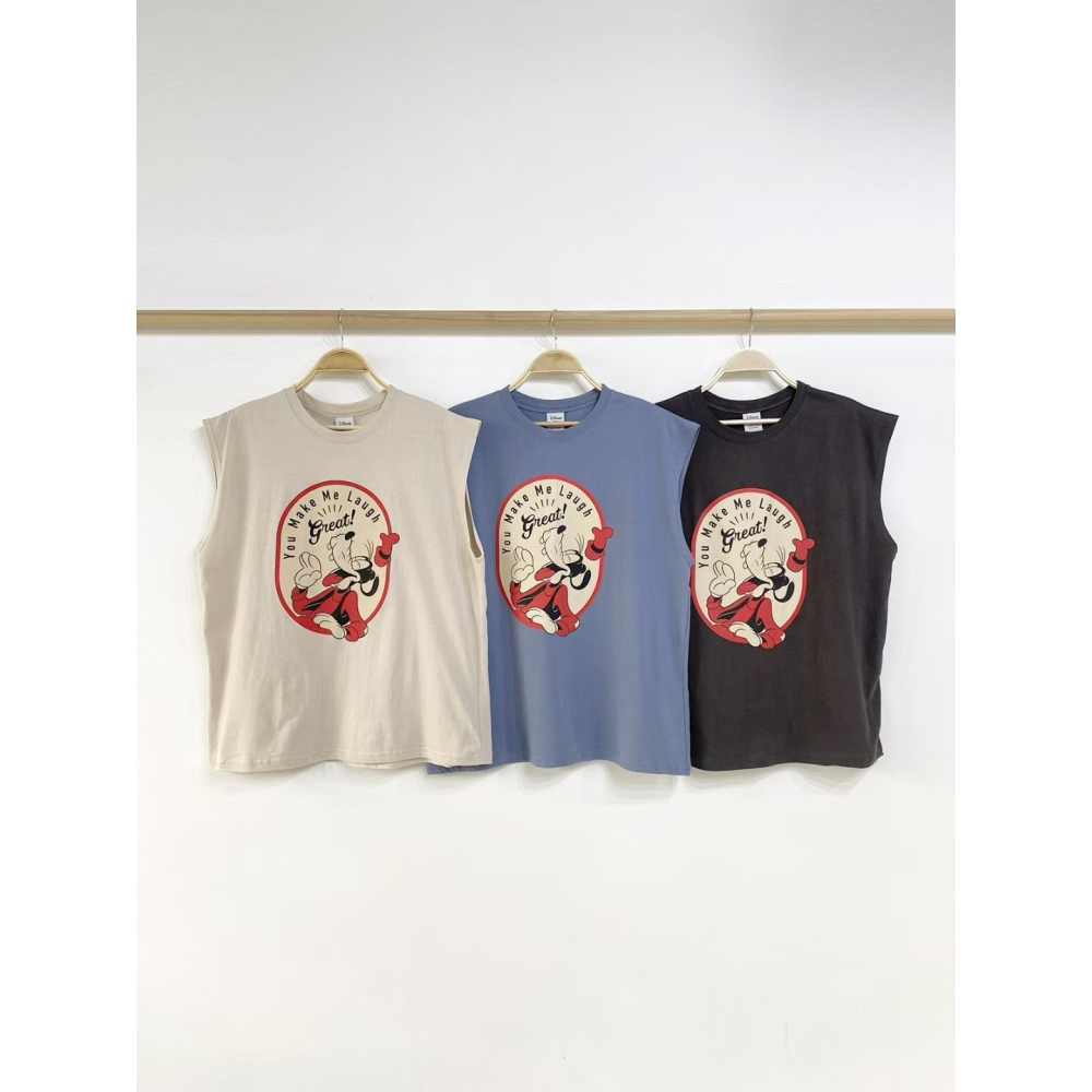 現貨+預購VENUSY｜正韓🇰🇷 - 純棉正版Disney☀ 韓國女裝｜純棉高飛無袖T恤 韓國T恤-細節圖2