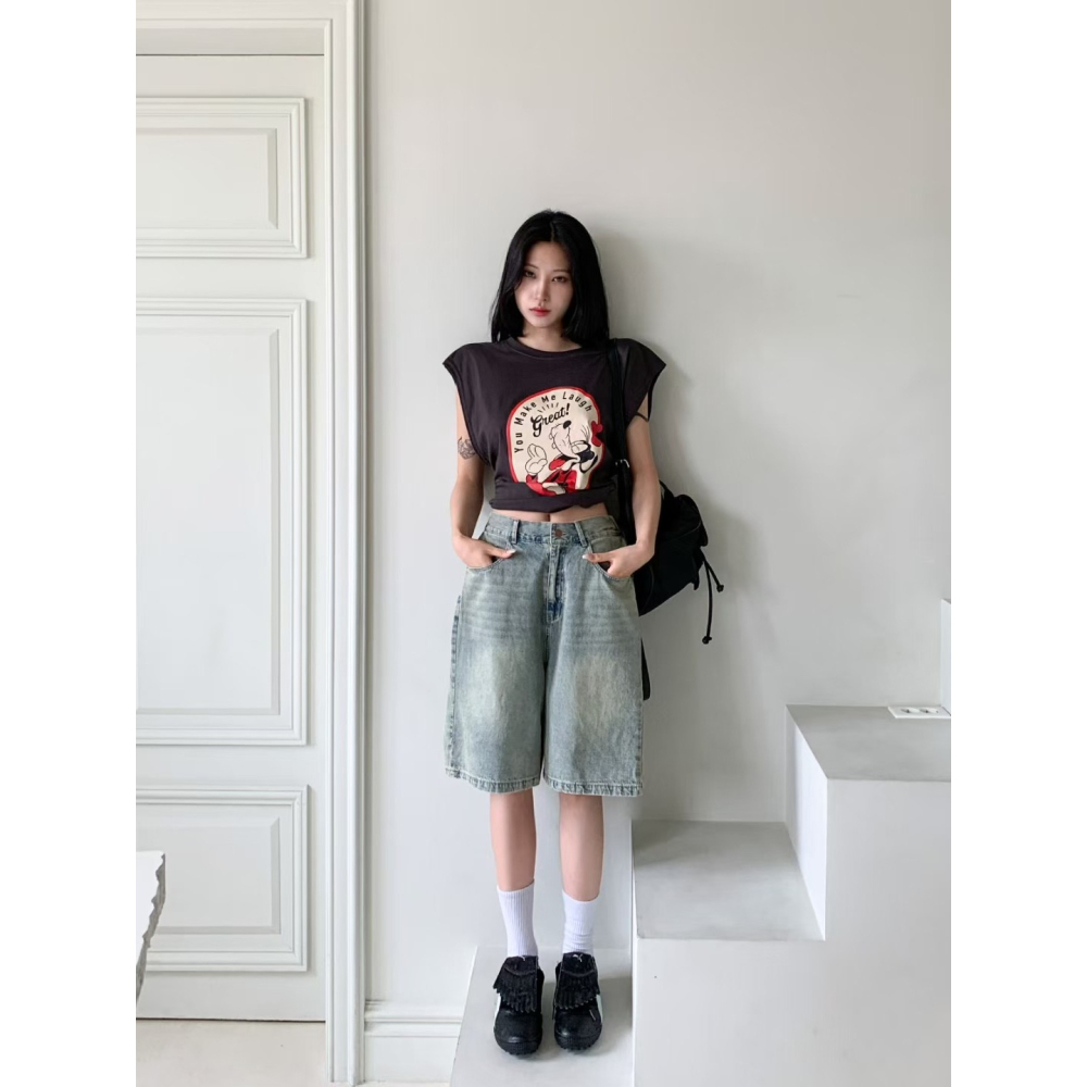 現貨+預購VENUSY｜正韓🇰🇷 - 純棉正版Disney☀ 韓國女裝｜純棉高飛無袖T恤 韓國T恤-細節圖6