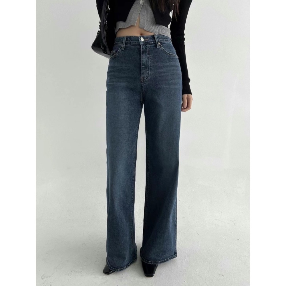 【韓網熱銷2萬件】VENUSY｜正韓 - 韓國女裝｜高腰藍色彈力直筒牛仔褲 韓國牛仔褲 韓國牛仔褲 韓國牛仔褲-細節圖5