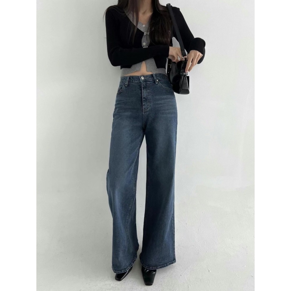 【韓網熱銷2萬件】VENUSY｜正韓 - 韓國女裝｜高腰藍色彈力直筒牛仔褲 韓國牛仔褲 韓國牛仔褲 韓國牛仔褲-細節圖7