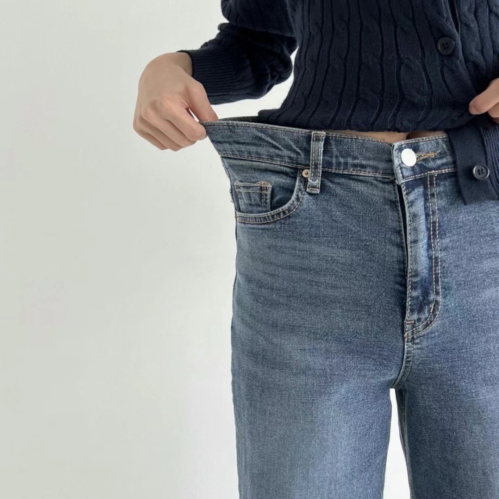 【韓網熱銷2萬件】VENUSY｜正韓 - 韓國女裝｜高腰藍色彈力直筒牛仔褲 韓國牛仔褲 韓國牛仔褲 韓國牛仔褲-細節圖10