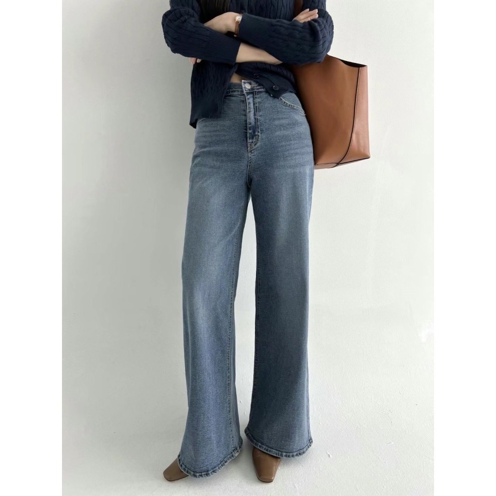 【韓網熱銷2萬件】VENUSY｜正韓 - 韓國女裝｜高腰藍色彈力牛仔褲 韓國牛仔褲-細節圖5