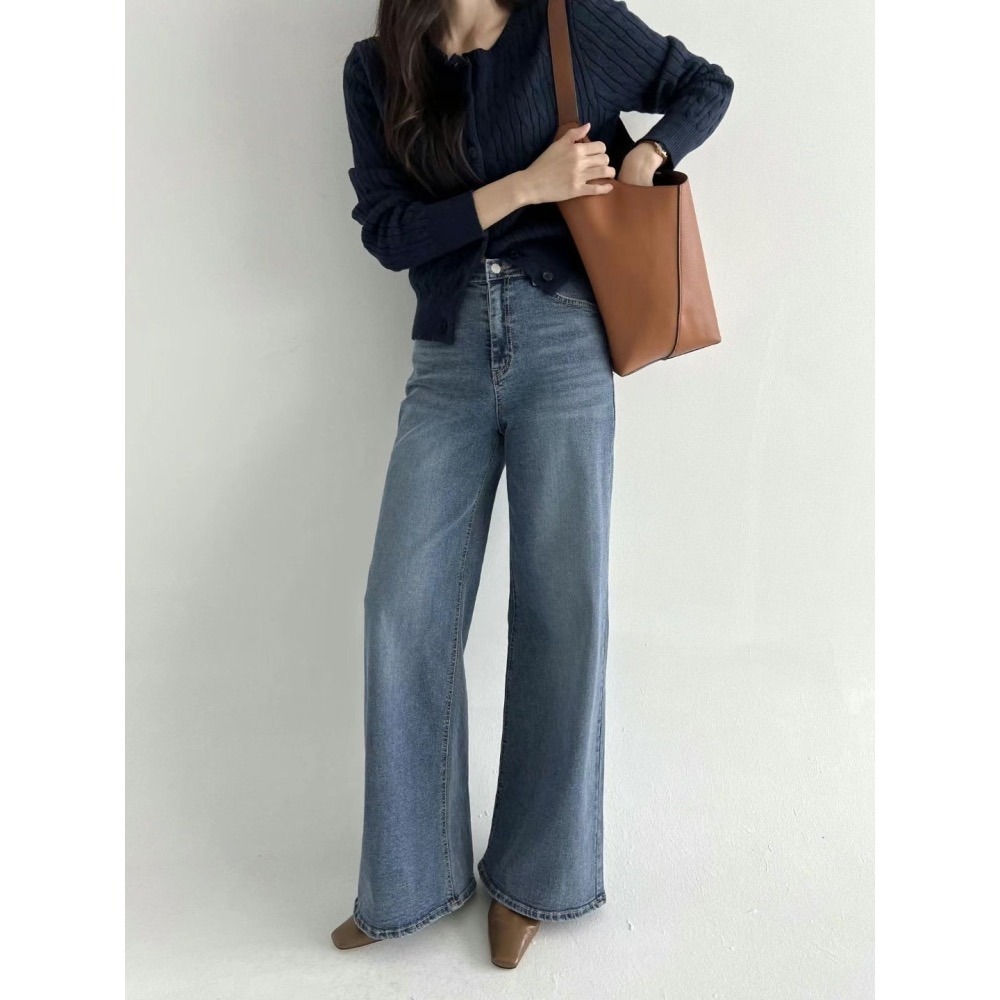 【韓網熱銷2萬件】VENUSY｜正韓 - 韓國女裝｜高腰藍色彈力牛仔褲 韓國牛仔褲-細節圖6