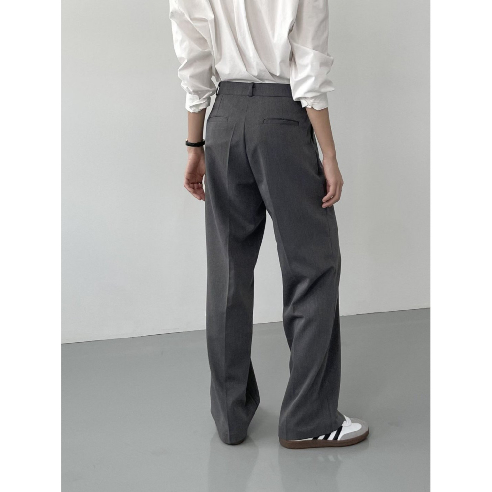 【高級質感】ᴠɴ｜正韓🇰🇷 - 韓國女裝｜直筒褶皺西裝褲-細節圖5