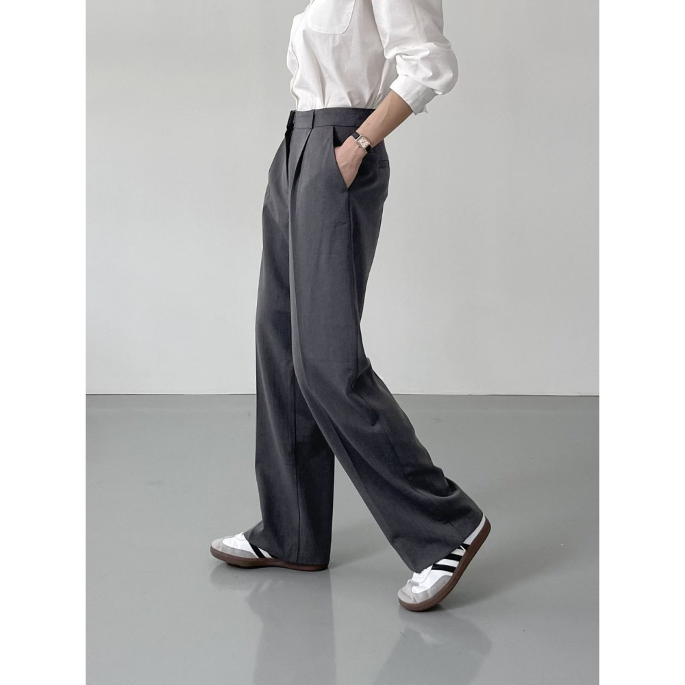 【高級質感】ᴠɴ｜正韓🇰🇷 - 韓國女裝｜直筒褶皺西裝褲-細節圖6