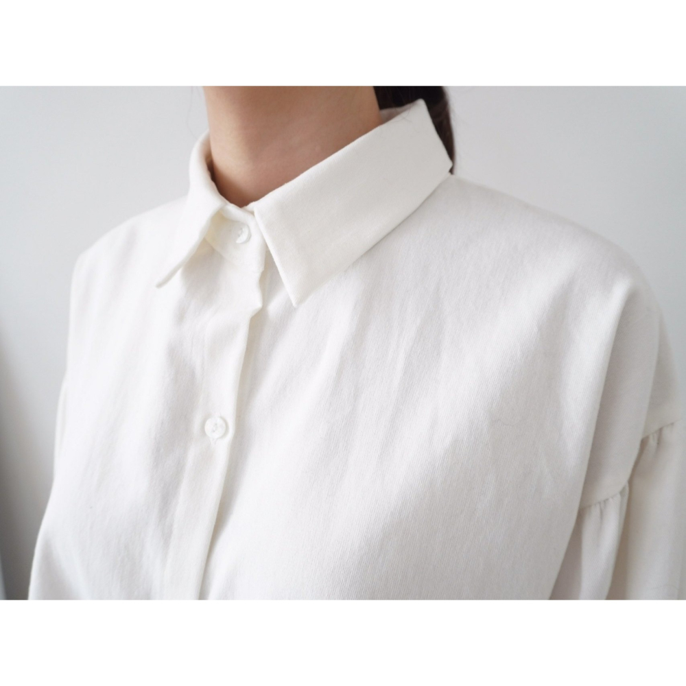 【𝟷𝟶𝟶%棉】極簡層次感設計 上身自帶立體輪廓．ᴠɴ｜正韓🇰🇷 - 韓國女裝｜純棉泡泡袖襯衫 韓國襯衫-細節圖3