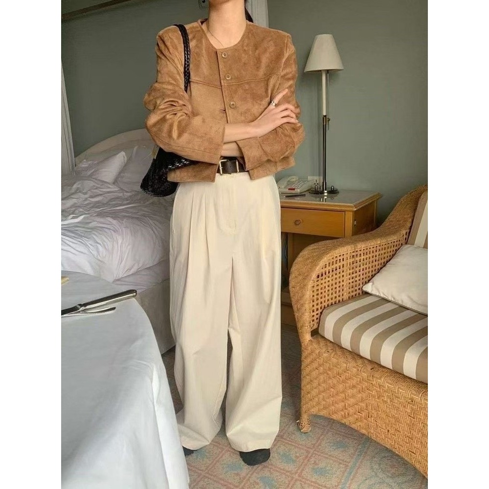 VENUSY｜正韓🇰🇷 - 韓國女裝｜法式復古麂皮夾克-細節圖4