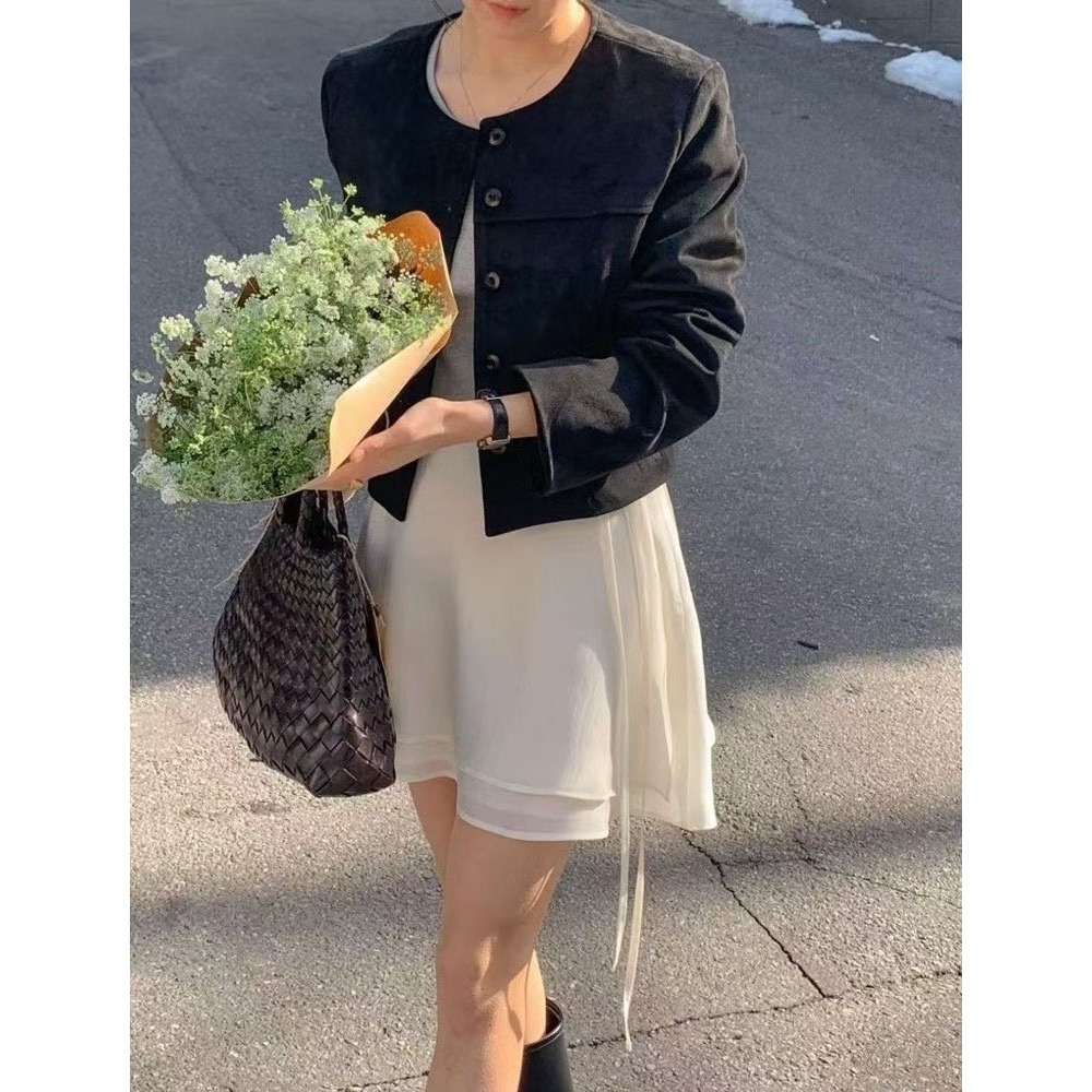 VENUSY｜正韓🇰🇷 - 韓國女裝｜法式復古麂皮夾克-細節圖7