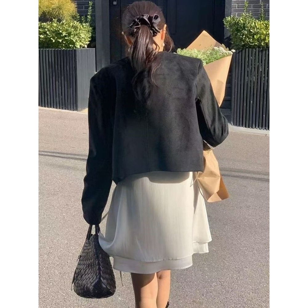 VENUSY｜正韓🇰🇷 - 韓國女裝｜法式復古麂皮夾克-細節圖8