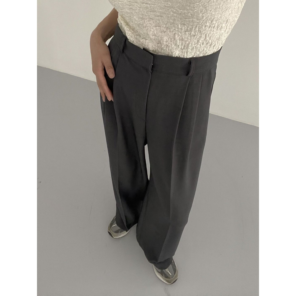 【韓網熱銷1萬件】ᴠɴ｜正韓🇰🇷 - 氣質垂墜感✓ 韓國女裝｜高腰直筒雙褶寬鬆西裝褲 西褲-細節圖3