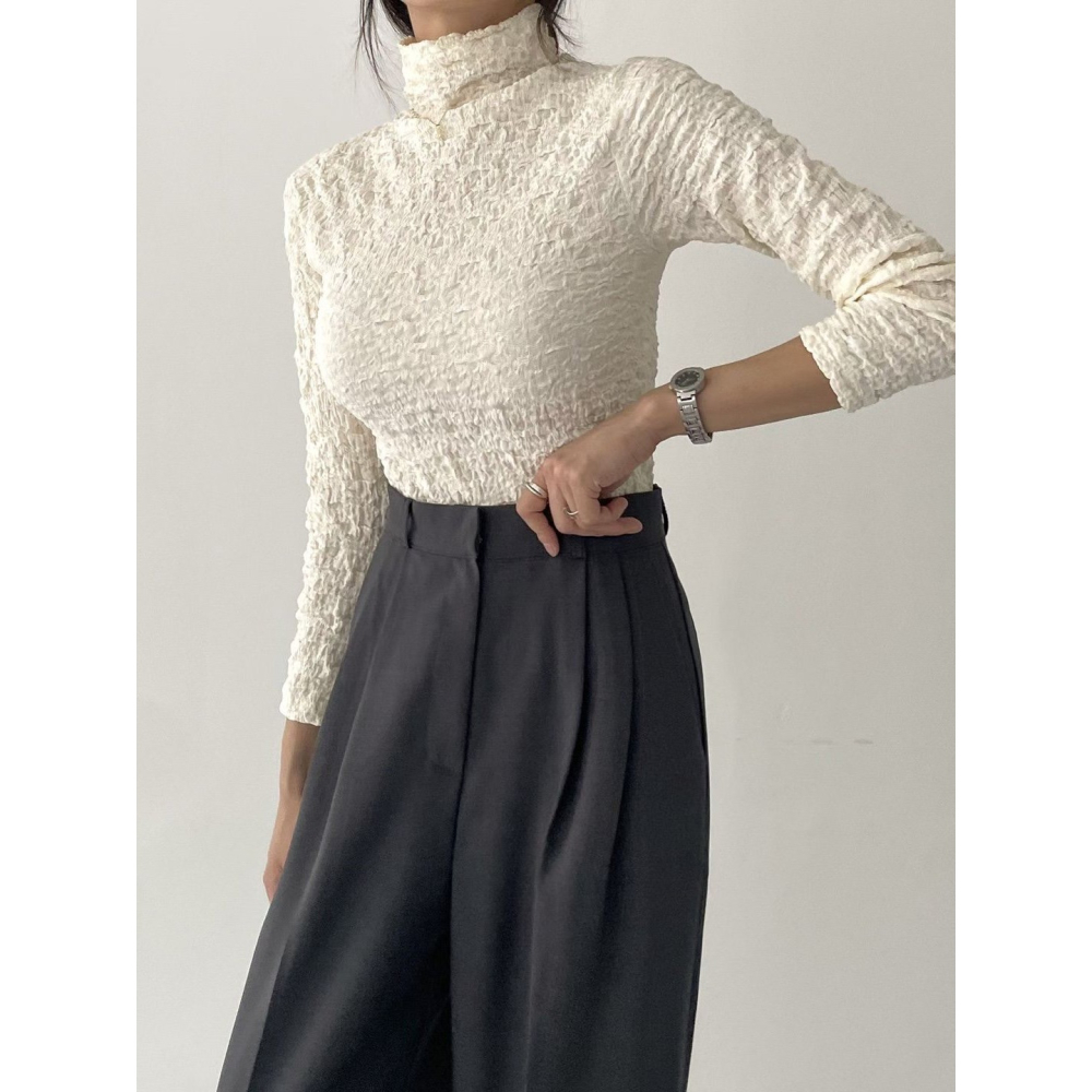 【韓網熱銷1萬件】ᴠɴ｜正韓🇰🇷 - 氣質垂墜感✓ 韓國女裝｜高腰直筒雙褶寬鬆西裝褲 西褲-細節圖8