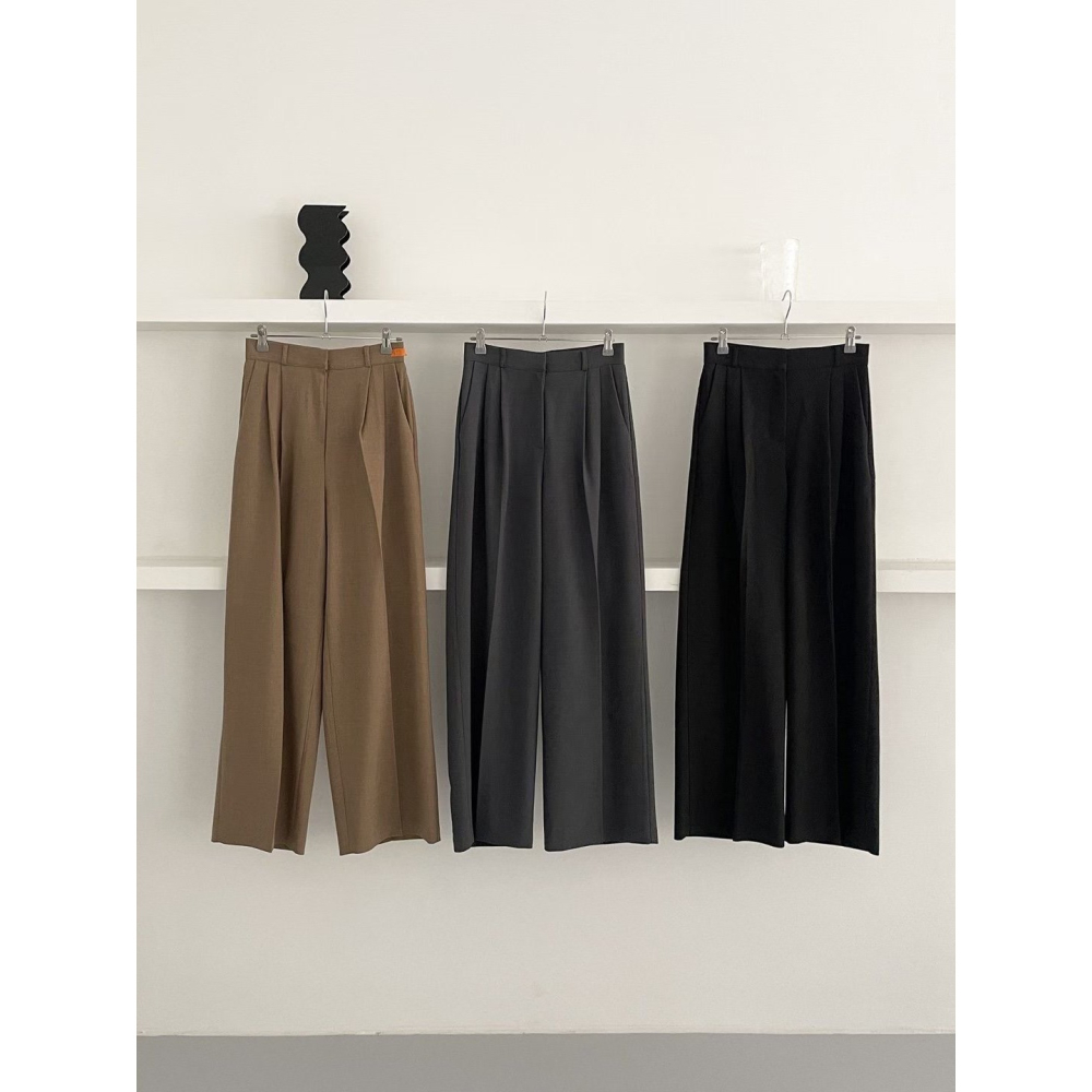 【韓網熱銷1萬件】ᴠɴ｜正韓🇰🇷 - 氣質垂墜感✓ 韓國女裝｜高腰直筒雙褶寬鬆西裝褲 西褲-細節圖9