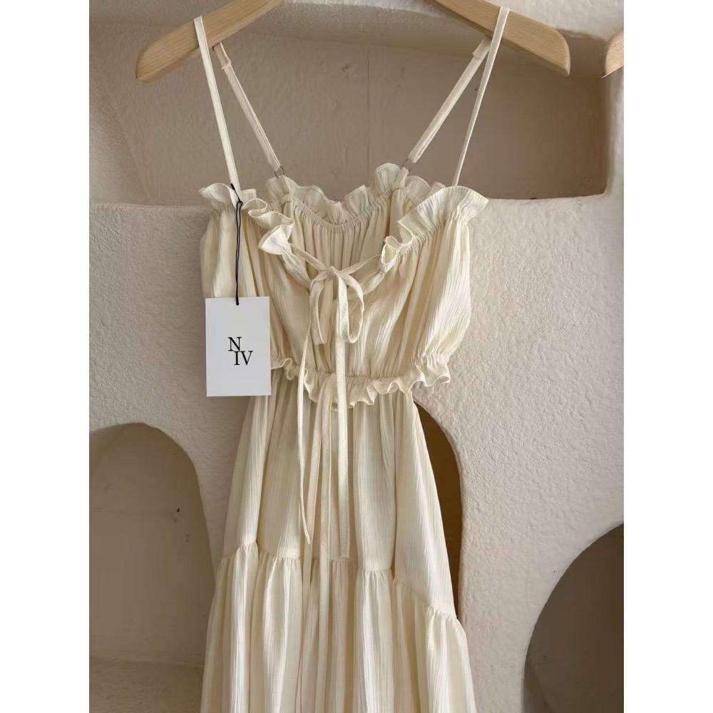 現貨 24H 【韓國超熱銷】極美長洋裝 韓國洋裝♕．𝓥𝓝｜正韓🇰🇷 - 韓國女裝｜La Fez 細肩帶長洋裝 韓國洋裝-細節圖9