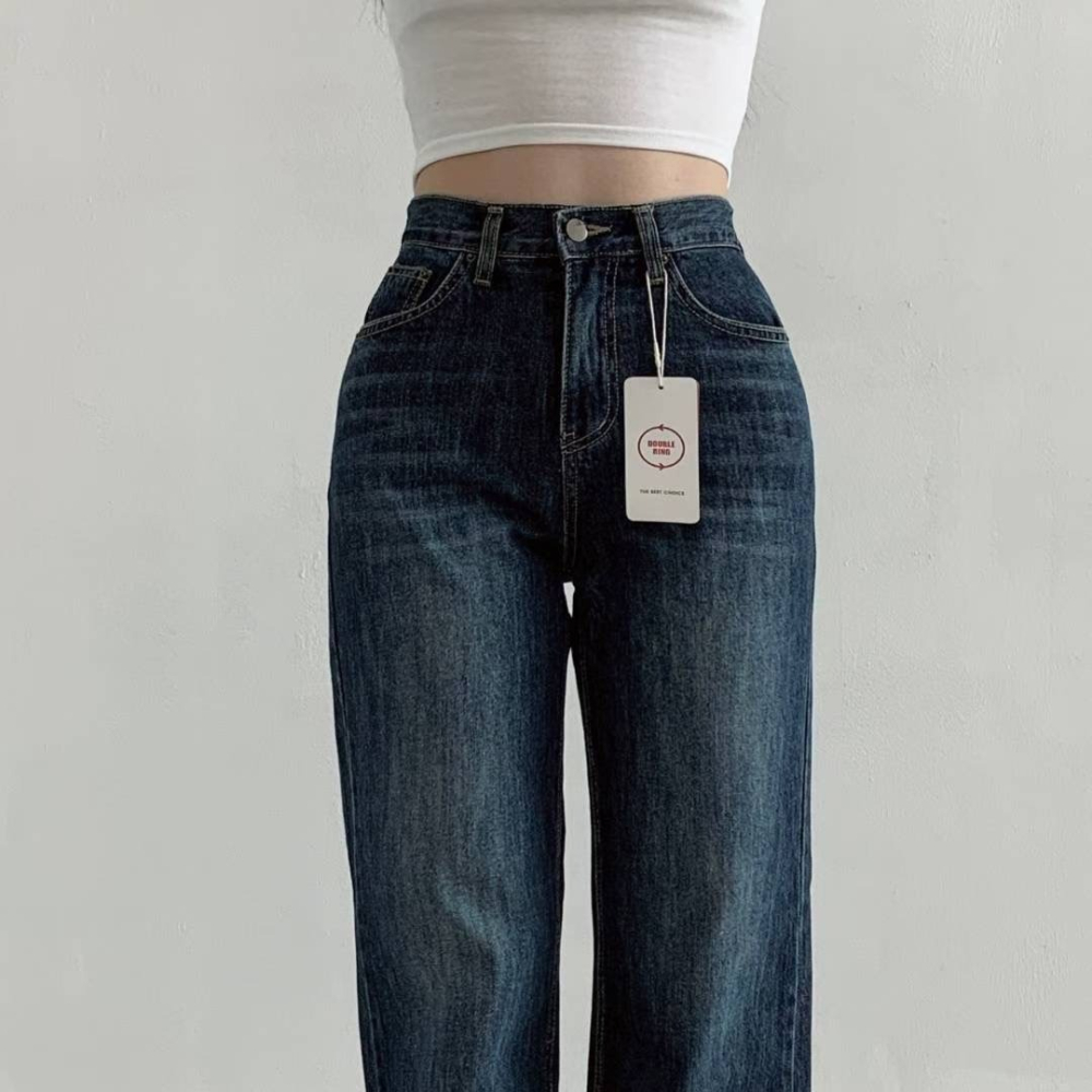 VENUSY｜正韓🇰🇷 - 純棉舒適親膚☀ 韓國女裝｜純棉高腰寬管牛仔褲 韓國牛仔褲-細節圖9