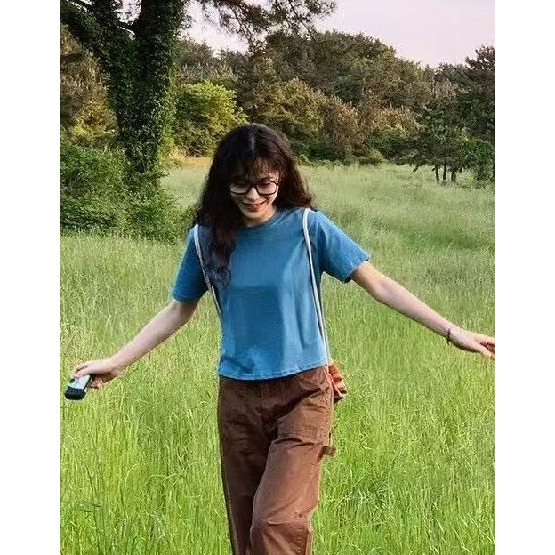 [現貨 24H] VENUSY｜正韓🇰🇷 - 純棉透氣舒適☀ 韓國女裝｜純棉正肩純色T恤 韓國T恤-細節圖2