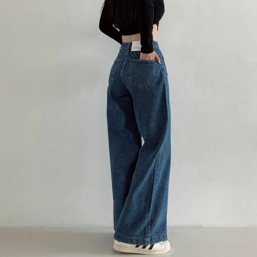 【韓網熱銷4萬件】ᴠɴ｜正韓🇰🇷 - 純棉舒適親膚☀ 韓國女裝｜純棉寬鬆高腰六角牛仔褲 韓國牛仔褲-細節圖9