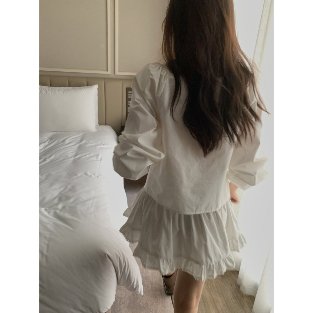 【𝟷𝟶𝟶%棉】方領設計 甜美氣質．ᴠɴ｜正韓🇰🇷 - 韓國女裝｜純棉蕾絲襯衫 韓國襯衫-細節圖8