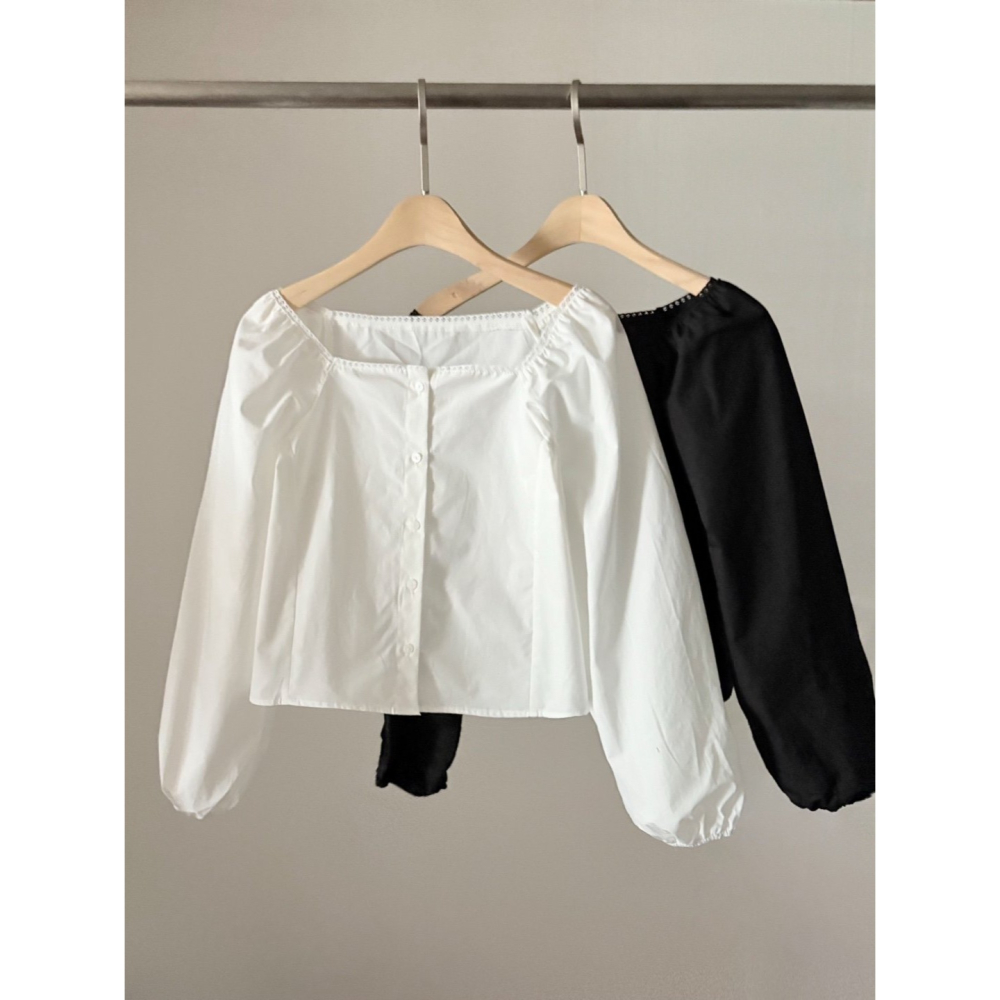 【𝟷𝟶𝟶%棉】方領設計 甜美氣質．ᴠɴ｜正韓🇰🇷 - 韓國女裝｜純棉蕾絲襯衫 韓國襯衫-細節圖10