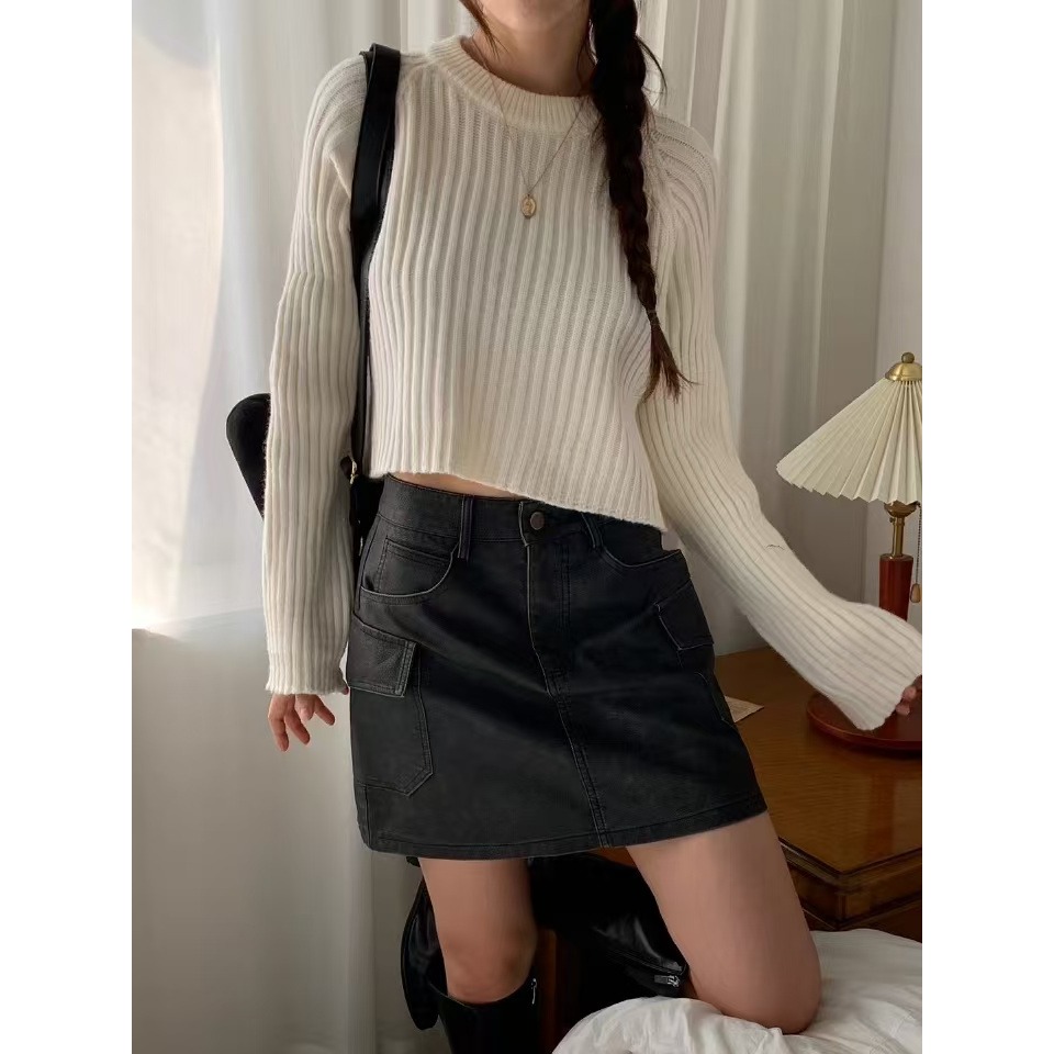 VENUSY｜正韓🇰🇷 - 百搭單品✔ 韓國女裝｜針織圓領羅紋短版毛衣-細節圖6