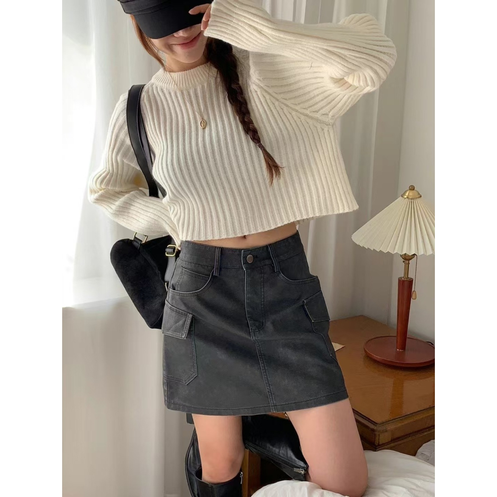 VENUSY｜正韓🇰🇷 - 百搭單品✔ 韓國女裝｜針織圓領羅紋短版毛衣-細節圖8