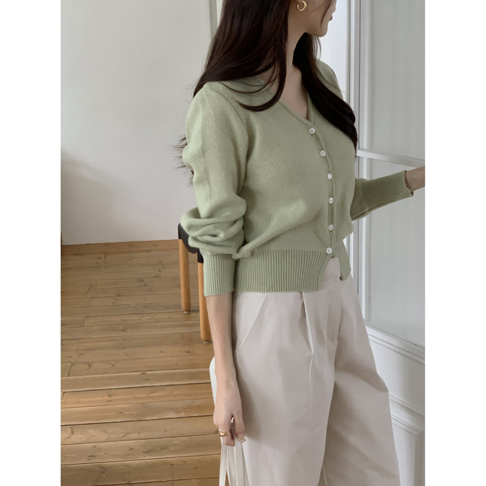 VENUSY｜正韓🇰🇷 - 韓國女裝｜羊毛V領針織小外套 開襟衫-細節圖7