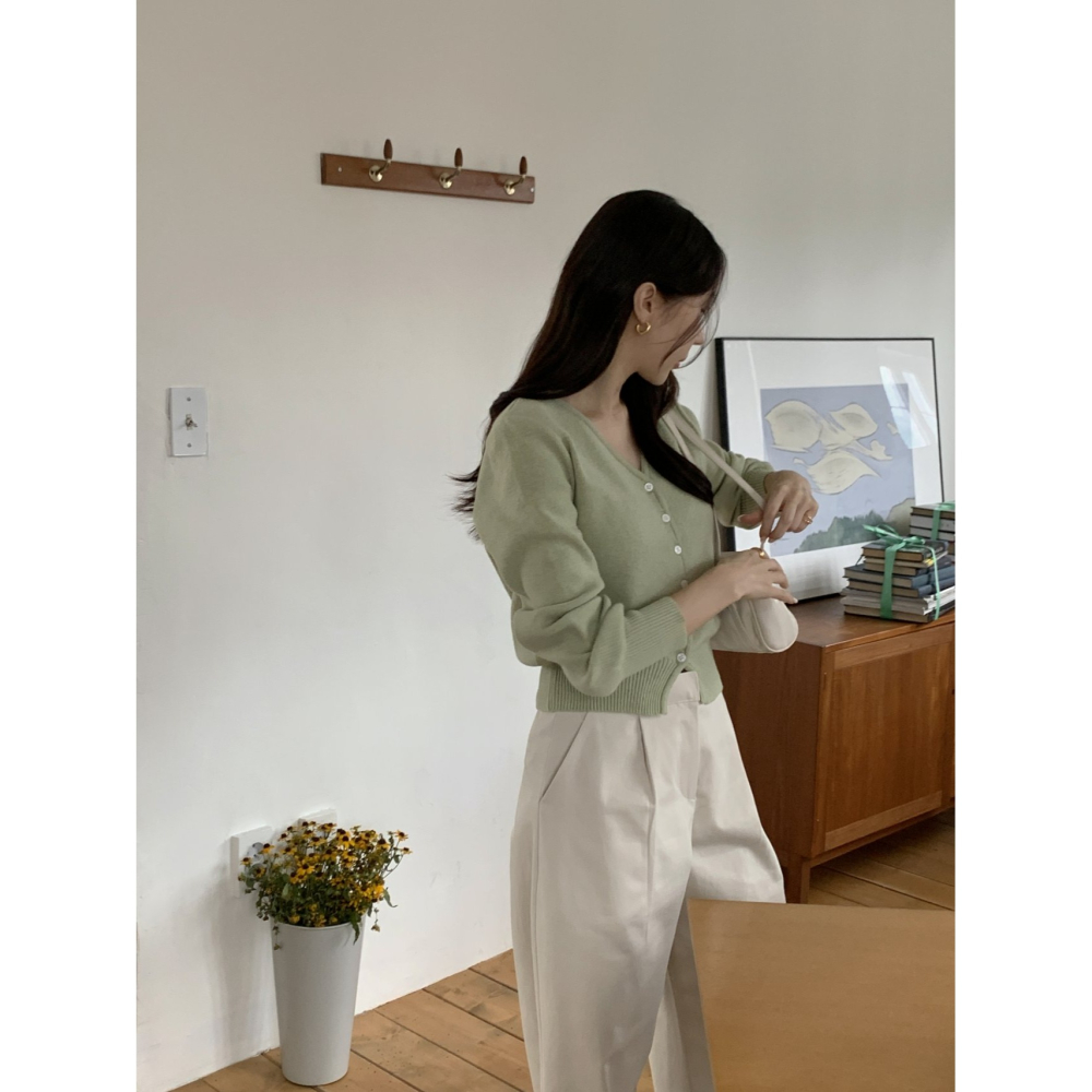 VENUSY｜正韓🇰🇷 - 韓國女裝｜羊毛V領針織小外套 開襟衫-細節圖10