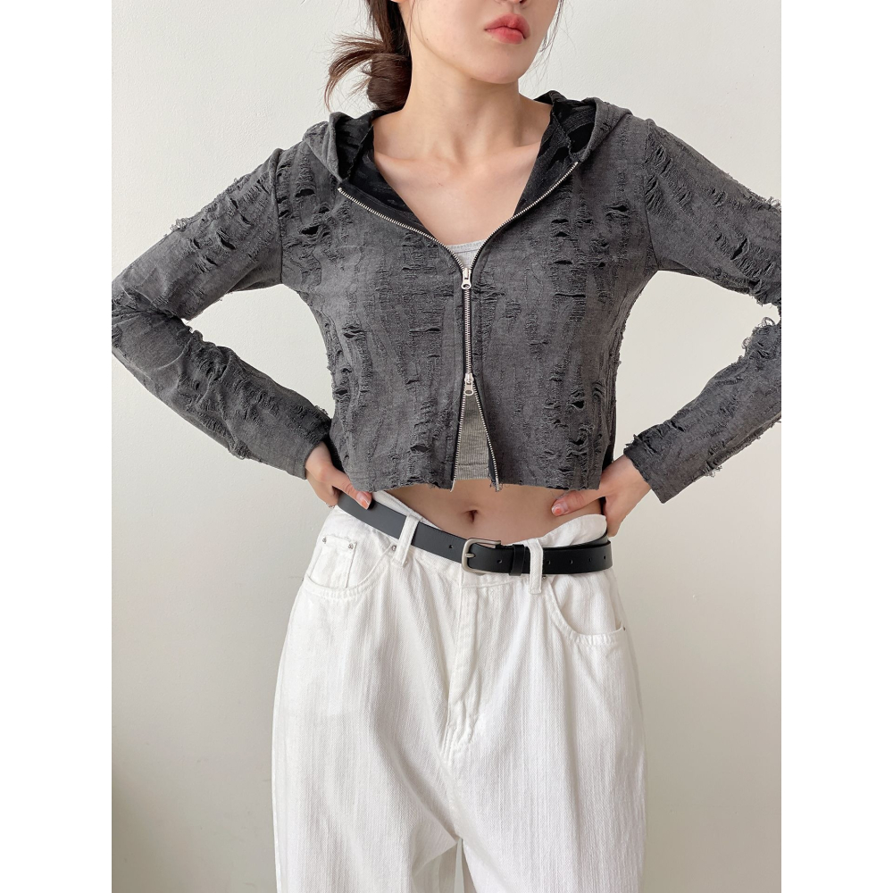 VENUSY｜正韓🇰🇷 - 韓國女裝｜破損連帽外套-細節圖3