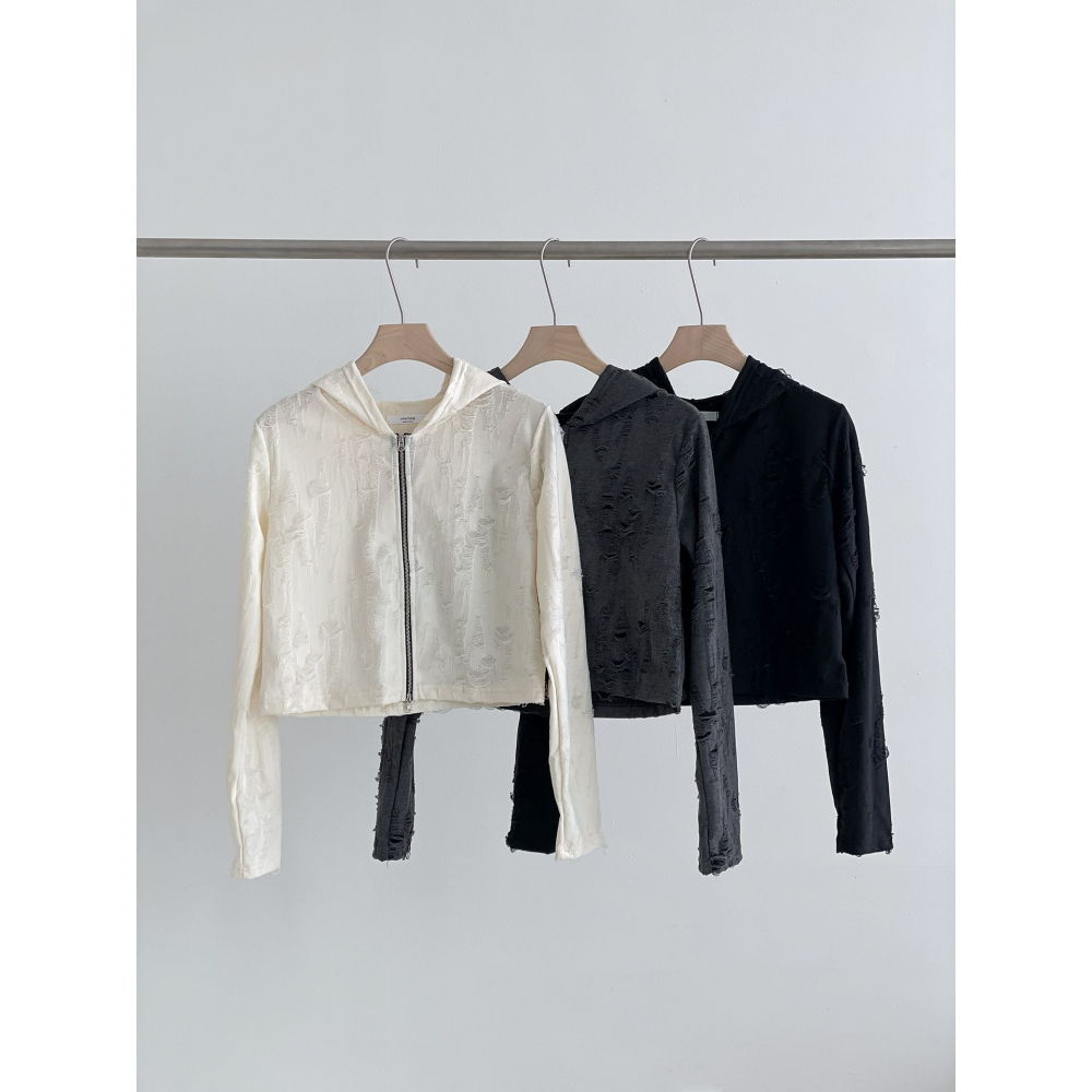 VENUSY｜正韓🇰🇷 - 韓國女裝｜破損連帽外套-細節圖11