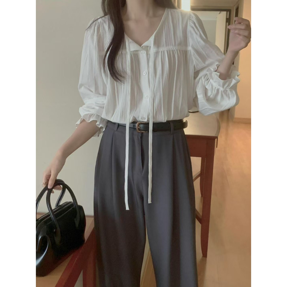 VENUSY｜正韓🇰🇷 - 韓國女裝｜雙褶寬鬆西褲-細節圖2