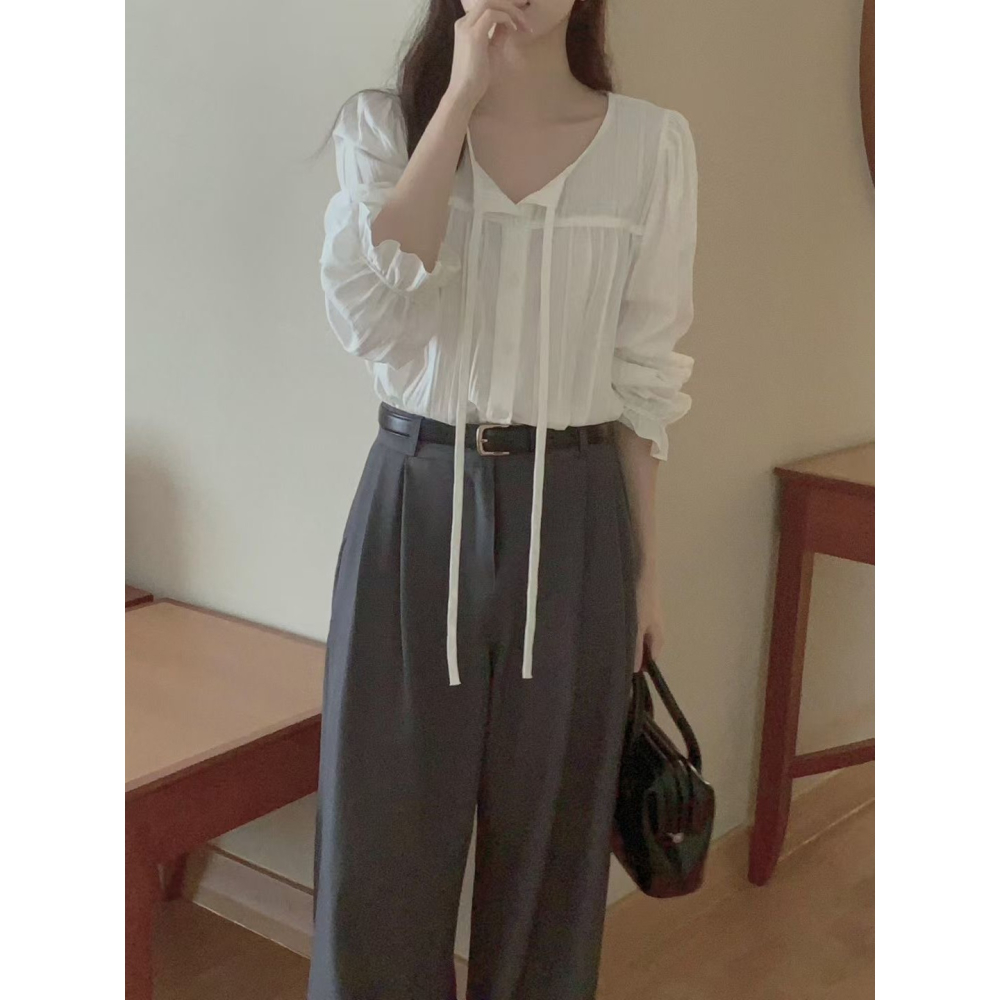 VENUSY｜正韓🇰🇷 - 韓國女裝｜雙褶寬鬆西褲-細節圖4
