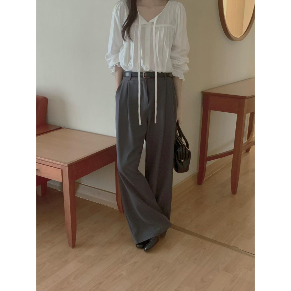 VENUSY｜正韓🇰🇷 - 韓國女裝｜雙褶寬鬆西褲-細節圖5