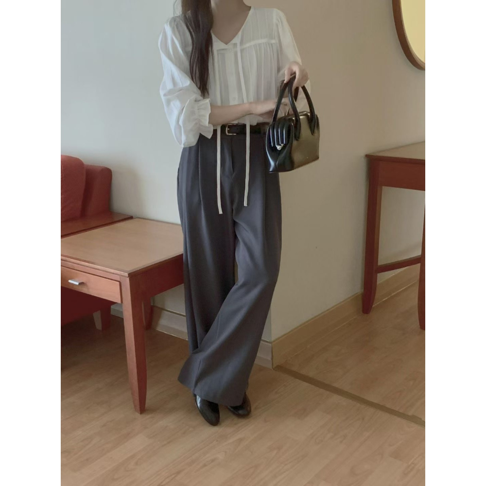 VENUSY｜正韓🇰🇷 - 韓國女裝｜雙褶寬鬆西褲-細節圖8