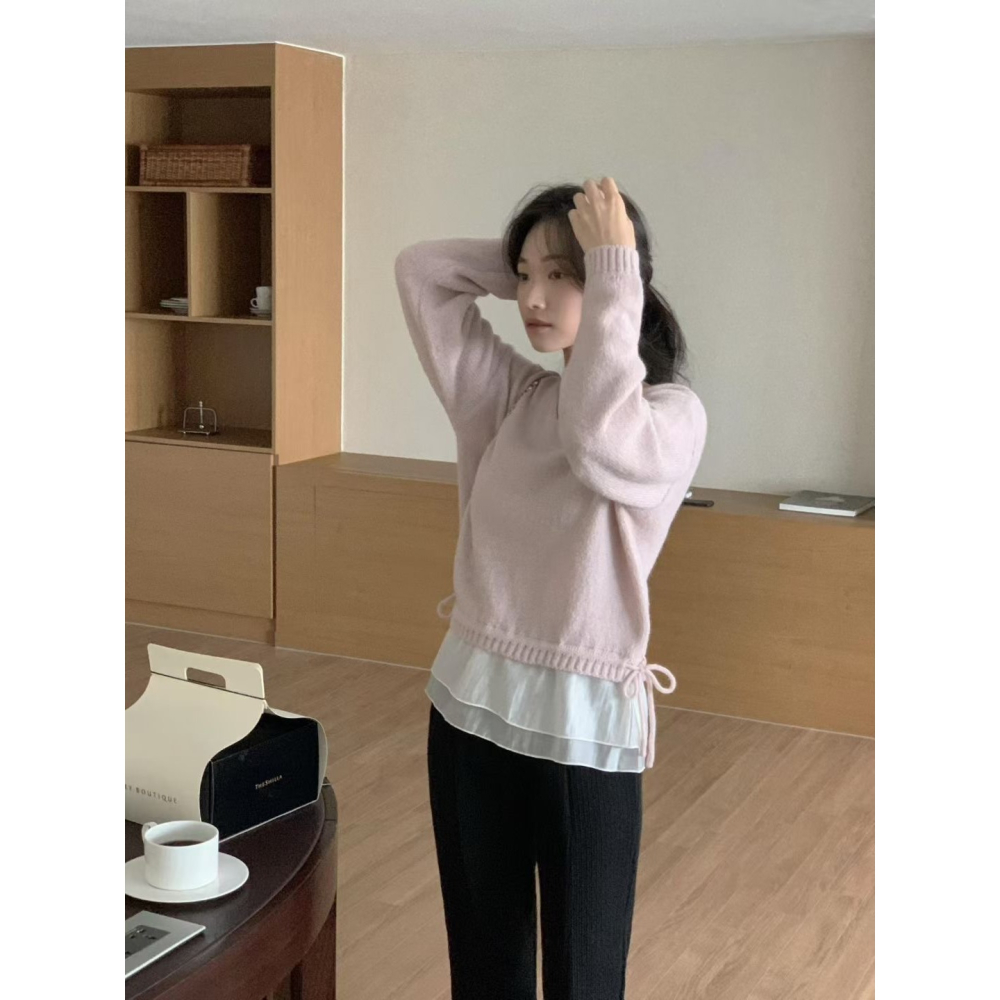 VENUSY｜正韓🇰🇷 - 羊駝毛親膚柔軟☀ 韓國女裝｜v領羊駝毛針織衫-細節圖4