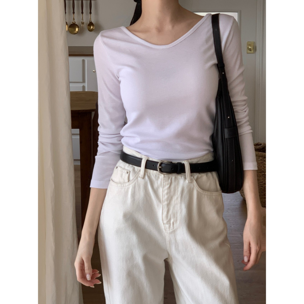 VENUSY｜正韓🇰🇷 - 修身百搭✓ 韓國女裝｜V領長袖T恤 韓國T恤-細節圖5