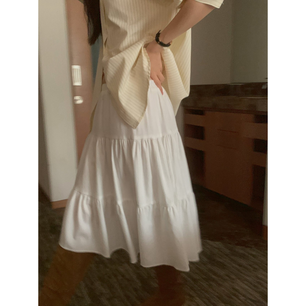 【𝟷𝟶𝟶%棉】VENUSY｜正韓🇰🇷 - 文青氣質☻ 韓國女裝｜層次純棉中長裙-細節圖5