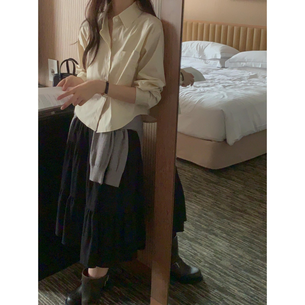 【𝟷𝟶𝟶%棉】VENUSY｜正韓🇰🇷 - 文青氣質☻ 韓國女裝｜層次純棉中長裙-細節圖6