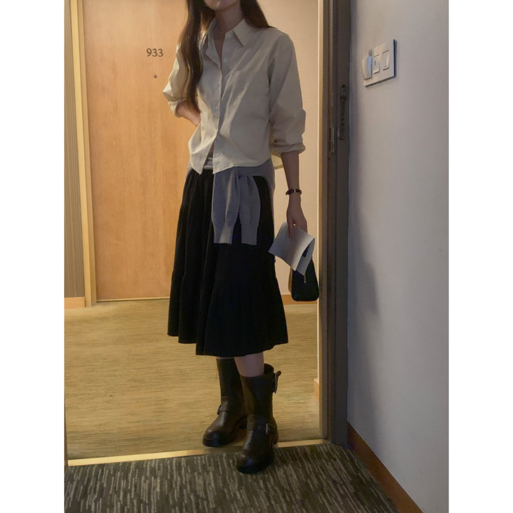 【𝟷𝟶𝟶%棉】VENUSY｜正韓🇰🇷 - 文青氣質☻ 韓國女裝｜層次純棉中長裙-細節圖9