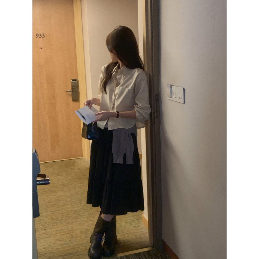 【𝟷𝟶𝟶%棉】VENUSY｜正韓🇰🇷 - 文青氣質☻ 韓國女裝｜層次純棉中長裙-細節圖10