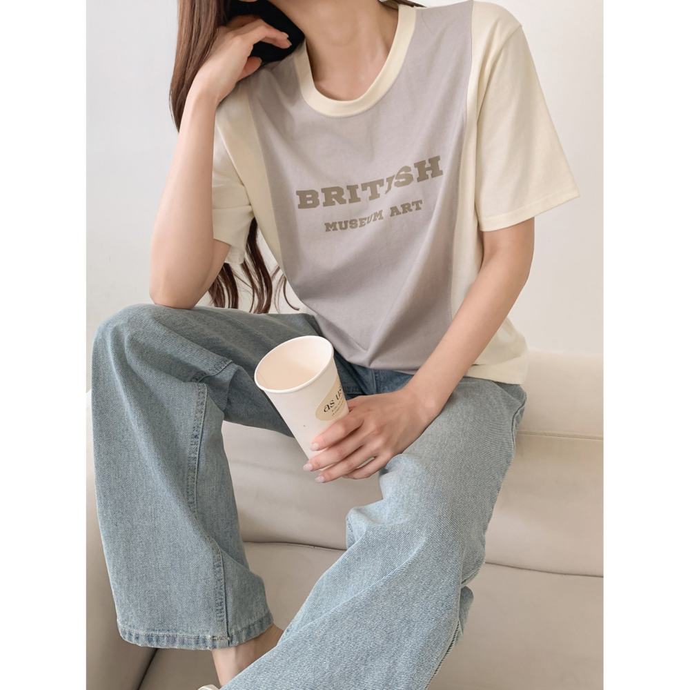 VENUSY｜正韓🇰🇷 - 𝟷𝟶𝟶%棉☀ 韓國女裝｜純棉拼色T恤 韓國T恤-細節圖5