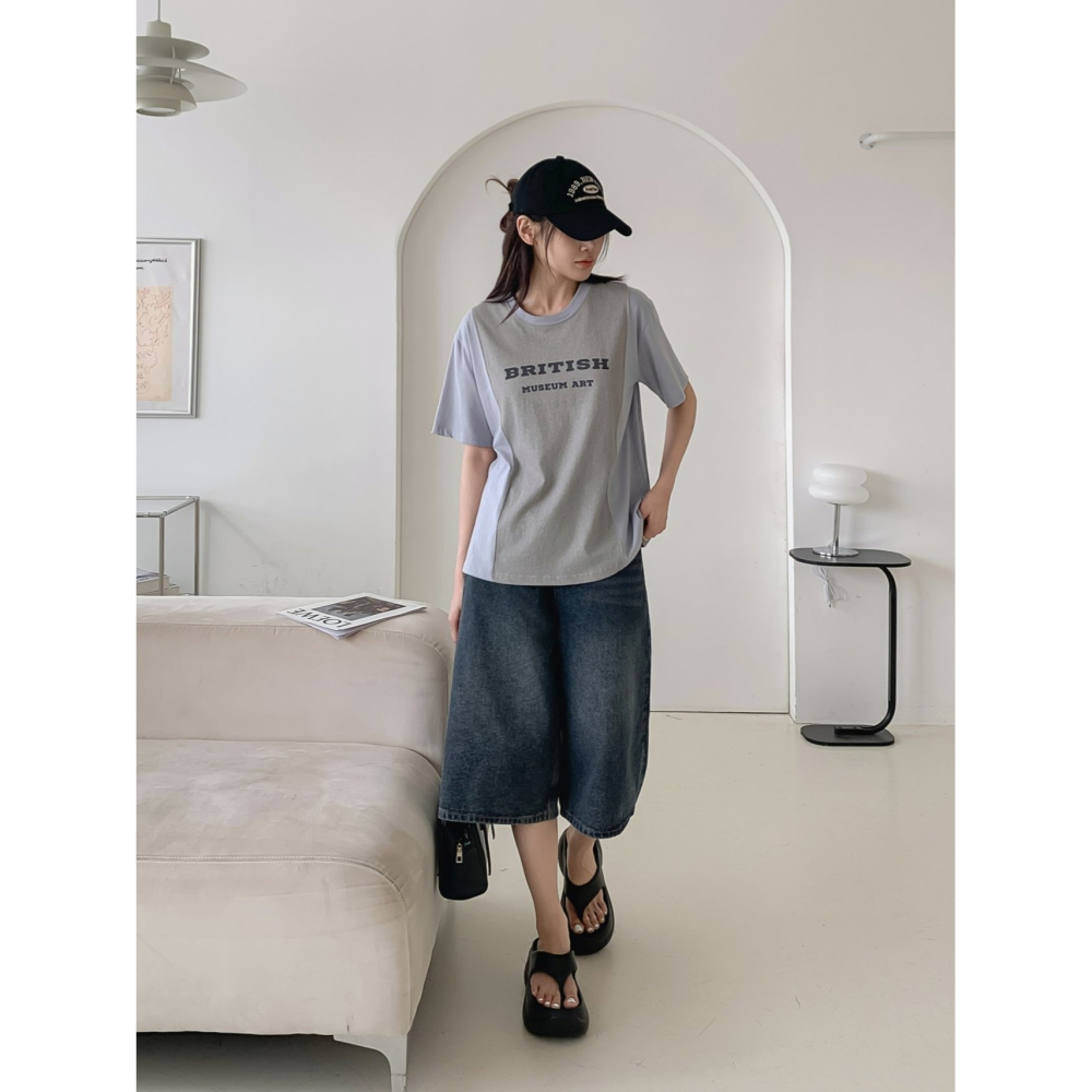 VENUSY｜正韓🇰🇷 - 𝟷𝟶𝟶%棉☀ 韓國女裝｜純棉拼色T恤 韓國T恤-細節圖6