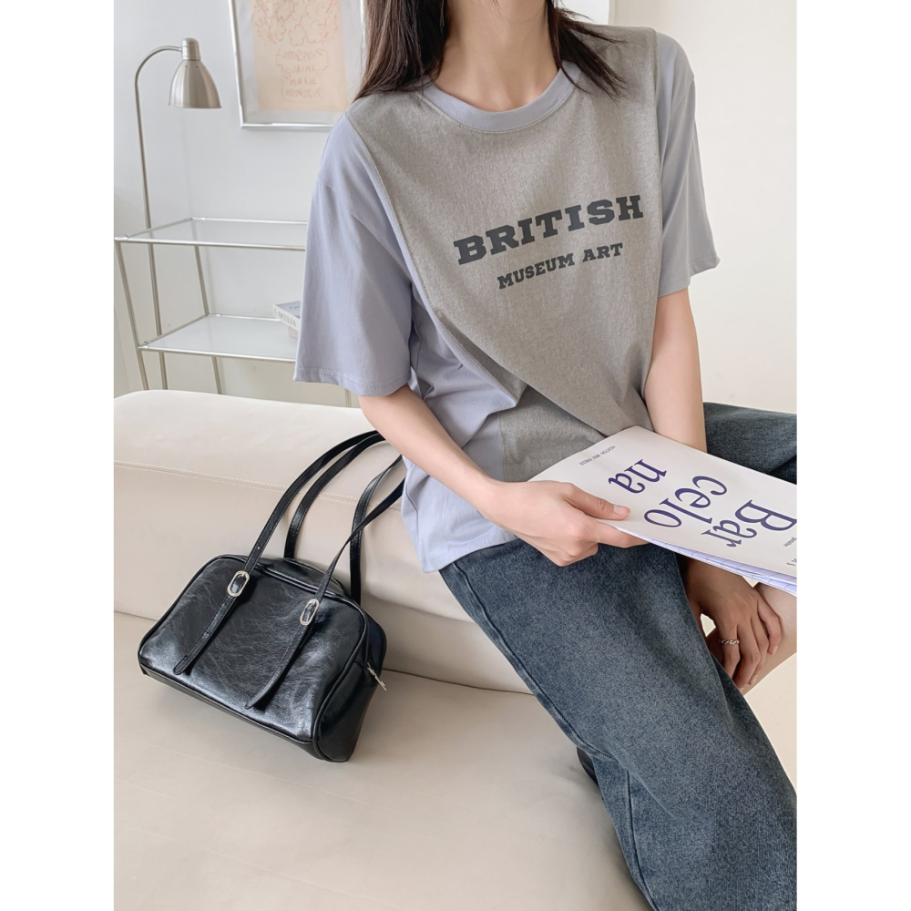 VENUSY｜正韓🇰🇷 - 𝟷𝟶𝟶%棉☀ 韓國女裝｜純棉拼色T恤 韓國T恤-細節圖8