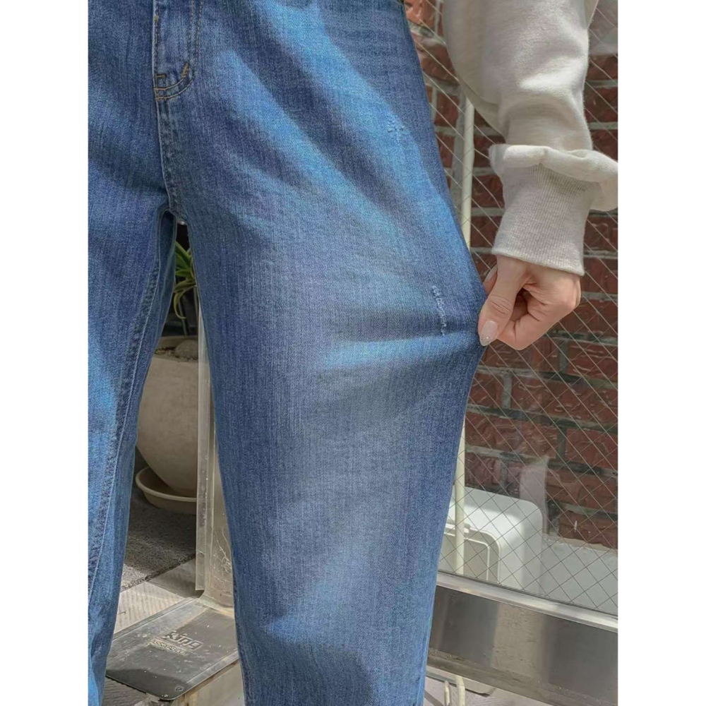 VENUSY｜正韓🇰🇷 - 𝟫𝟪%棉 舒適長腿✓ 韓國女裝｜微彈力直筒窄管牛仔褲 韓國牛仔褲-細節圖5