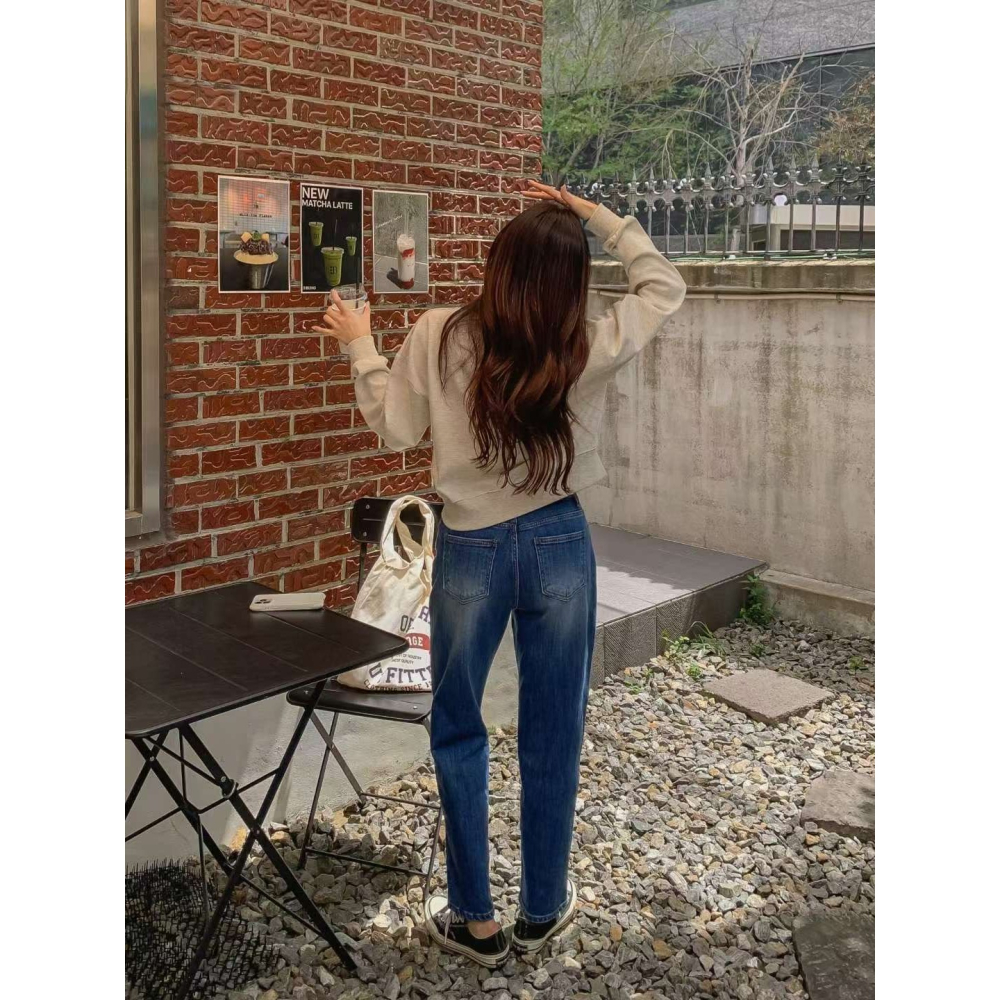 VENUSY｜正韓🇰🇷 - 𝟫𝟪%棉 舒適長腿✓ 韓國女裝｜微彈力直筒窄管牛仔褲 韓國牛仔褲-細節圖8
