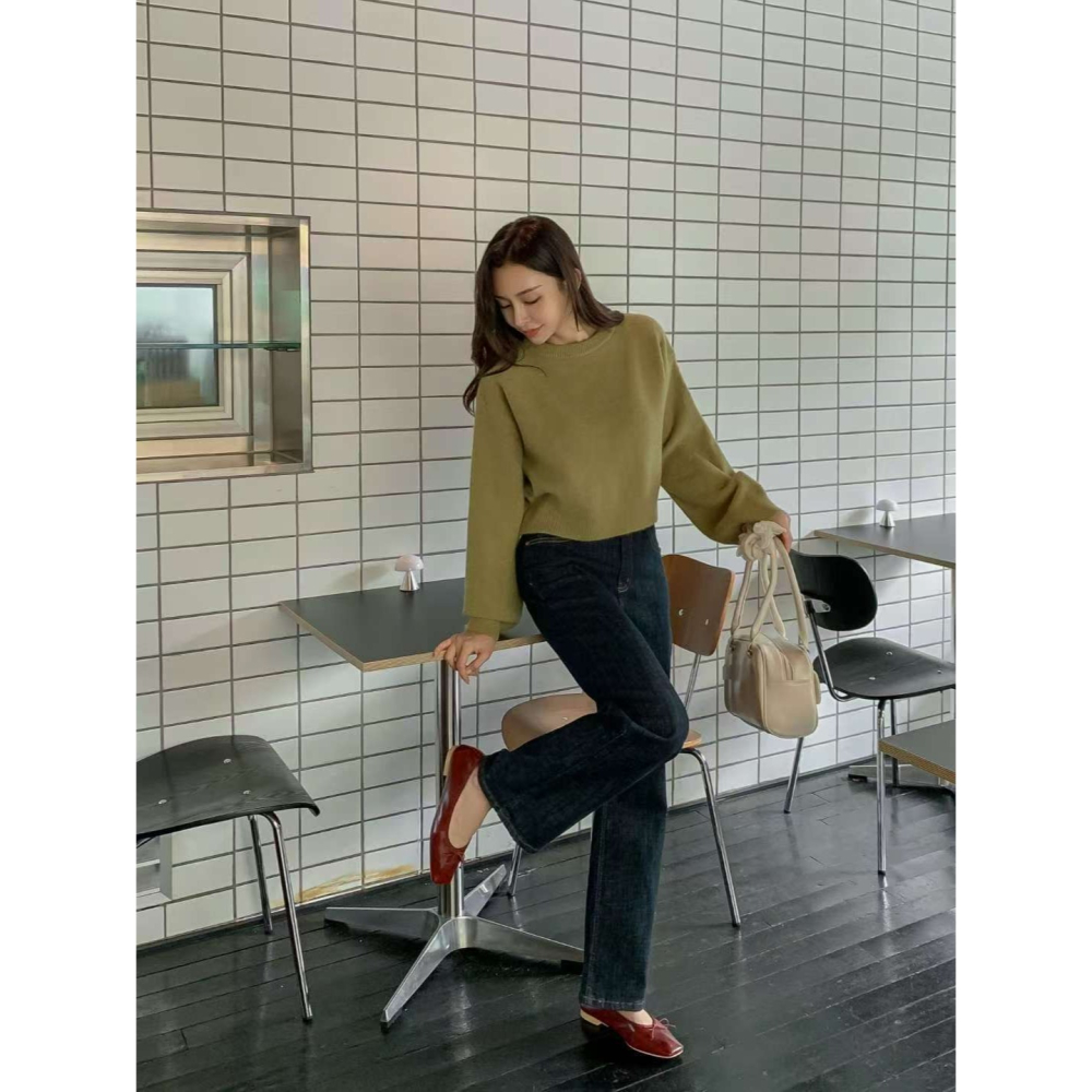 VENUSY｜正韓🇰🇷 - 𝟫𝟪%棉 防褪色✓ 韓國女裝｜深藍直筒彈力牛仔褲 韓國牛仔褲-細節圖8