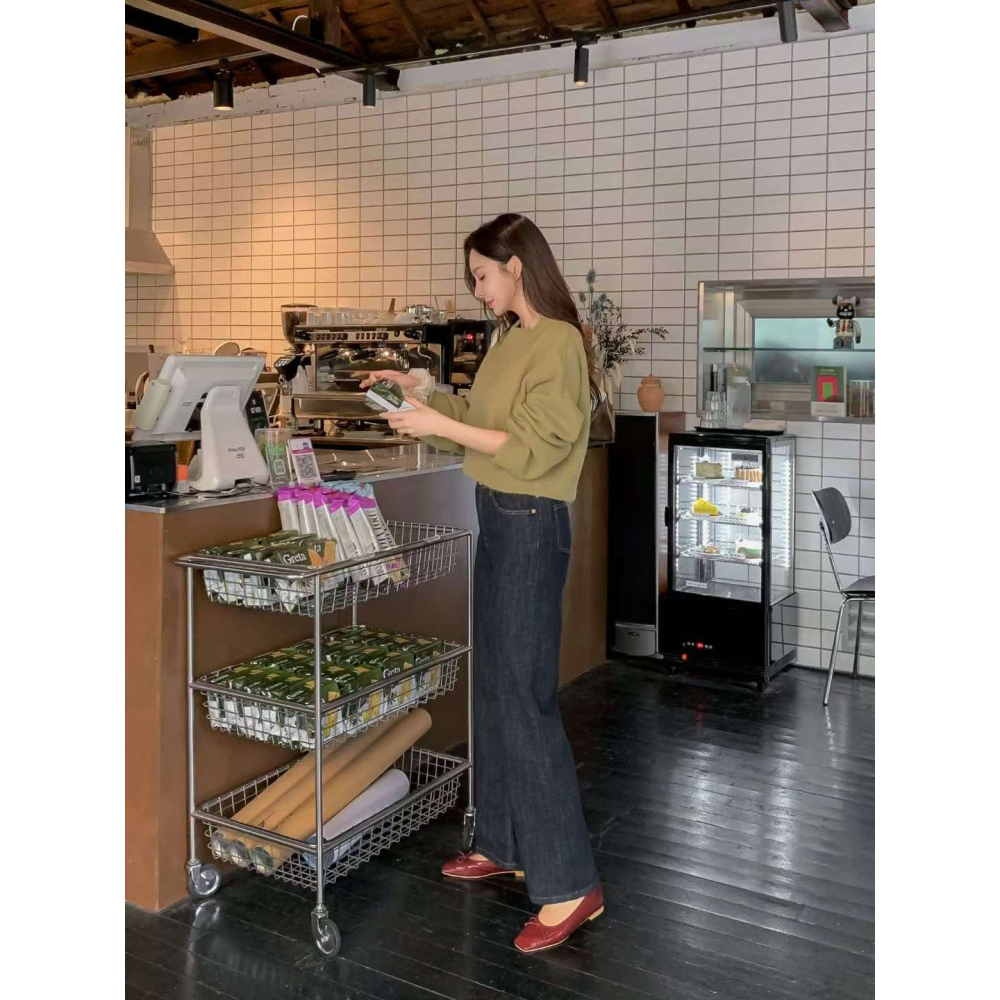 VENUSY｜正韓🇰🇷 - 𝟫𝟪%棉 防褪色✓ 韓國女裝｜深藍直筒彈力牛仔褲 韓國牛仔褲-細節圖9